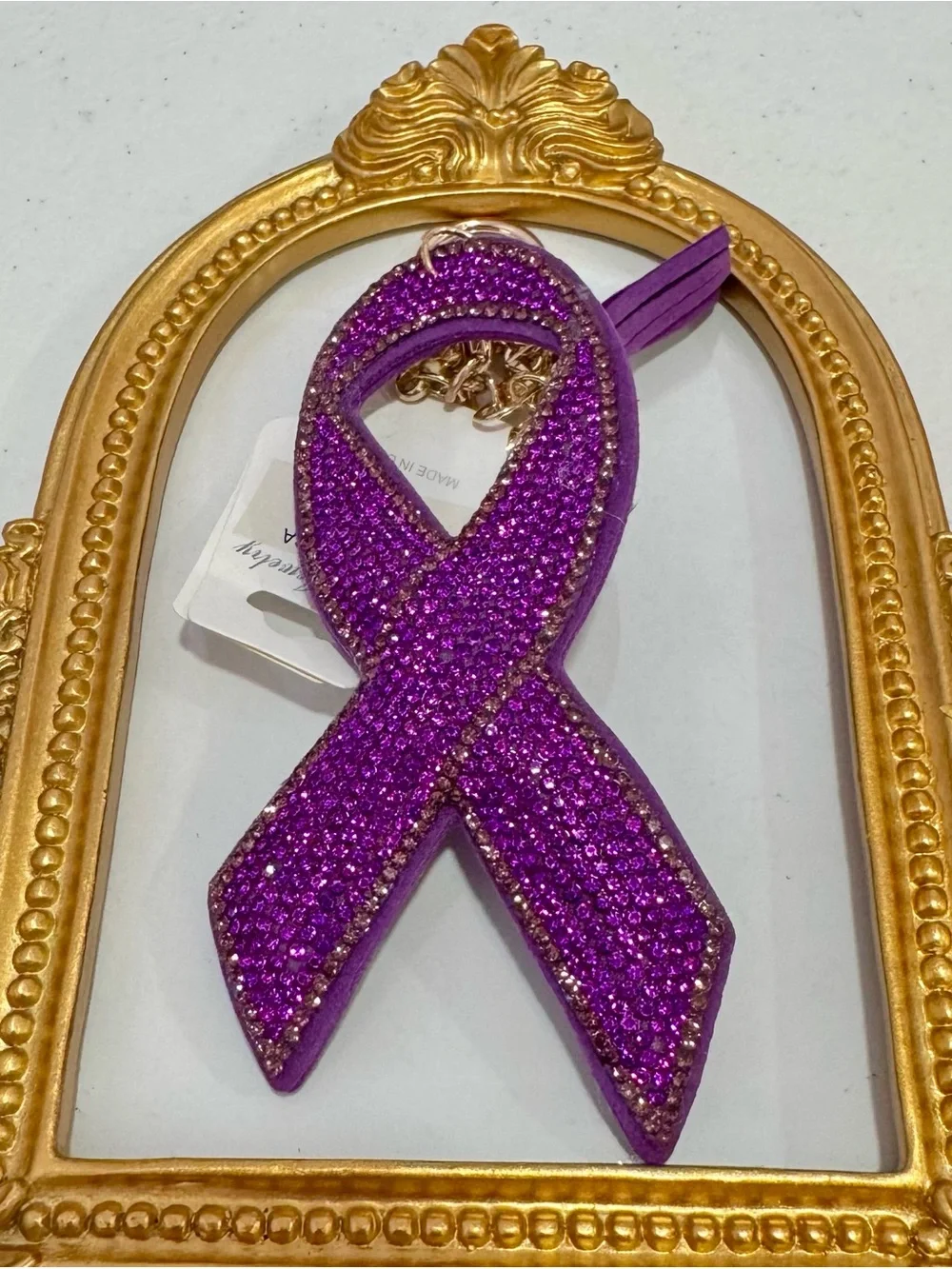 New Purple Crystal Ribbon Keychain